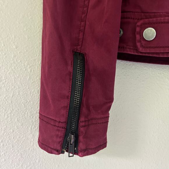 Sanctuary moto utility lightweight maroon jacket pockets bikercore biker S - Picture 10 of 11